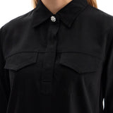 SHORT-SLEEVED TWILL BLOUSE FOR