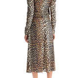 "ANIMAL PRINT SATIN MIDI DRESS"