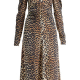 "ANIMAL PRINT SATIN MIDI DRESS"