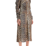 "ANIMAL PRINT SATIN MIDI DRESS"