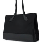 EAST/WEST NYLON AND LEATHER TOTE BAG