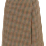 HOUNDSTOOTH A-LINE SKIRT WITH EMBLEM BUCKLE