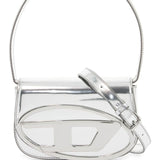 METALLIC SILVER SHOULDER BAG 1DR COMPACT WITH ADJUSTABLE STRAP