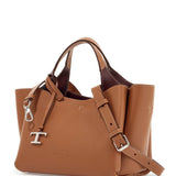 LIGHT BROWN CALFSKIN MINI HANDBAG WITH 2 HANDLES AND SHOULDER STRAP