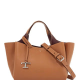 LIGHT BROWN CALFSKIN MINI HANDBAG WITH 2 HANDLES AND SHOULDER STRAP