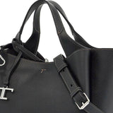 MINI BLACK CALFSKIN HANDBAG WITH 2 HANDLES AND SHOULDER STRAP