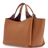 LIGHT BROWN CALFSKIN MINI HANDBAG WITH 2 HANDLES AND SHOULDER STRAP