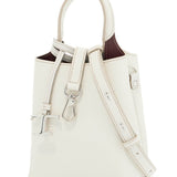 WHITE CALF LEATHER CROSSBODY BAG WITH BURGUNDY DETAILS