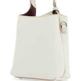 WHITE CALF LEATHER CROSSBODY BAG WITH BURGUNDY DETAILS