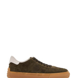 OLIVE GREEN SUEDE LACE-UP SHOES WITH NON-SLIP SOLE