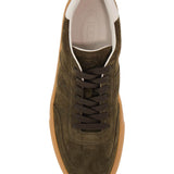 OLIVE GREEN SUEDE LACE-UP SHOES WITH NON-SLIP SOLE