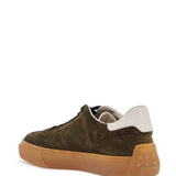 OLIVE GREEN SUEDE LACE-UP SHOES WITH NON-SLIP SOLE