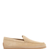 BEIGE WOVEN LEATHER SLIP-ON LOAFERS WITH RUBBER SOLE