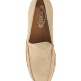 BEIGE WOVEN LEATHER SLIP-ON LOAFERS WITH RUBBER SOLE