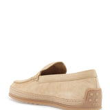 BEIGE WOVEN LEATHER SLIP-ON LOAFERS WITH RUBBER SOLE