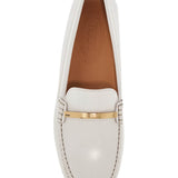 WHITE LIME CALFSKIN DRIVING LOAFER WITH LOW HEEL