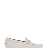 WHITE LIME CALFSKIN DRIVING LOAFER WITH LOW HEEL