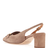 CAPPUCCINO GOAT LEATHER PUMPS WITH METAL BAR